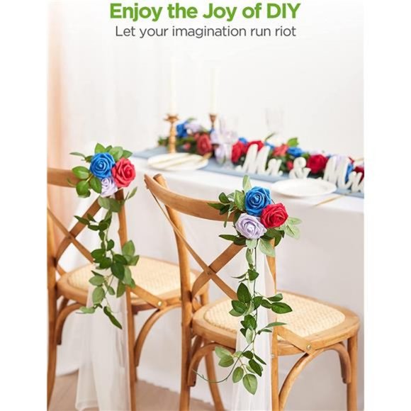 Artificial Flowers, 50 Pcs Faux Flowers Fake Flowers Dark Red Roses - Picture 7 of 7